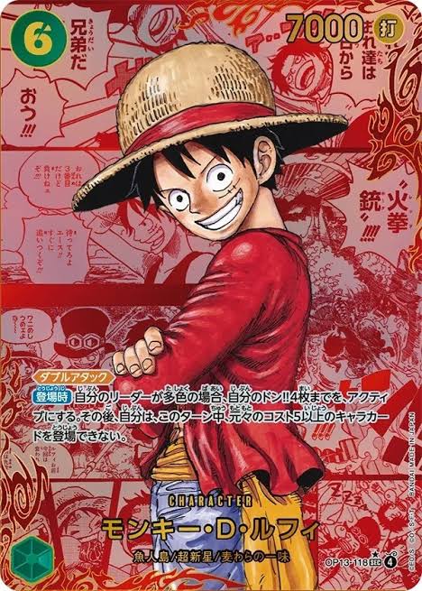 Monkey D. Luffy Manga Red Super Parallel (OP13-118)