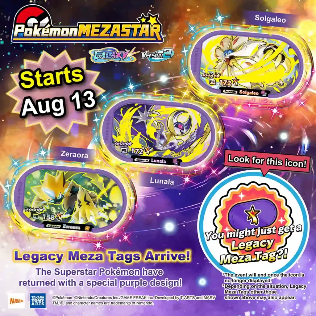 Legacy Meza Tags Pokemon Mezastar edisi Agustus 2026